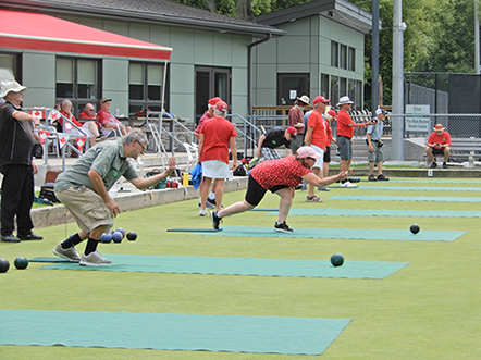 Members playing bowls at Canada Fun Day